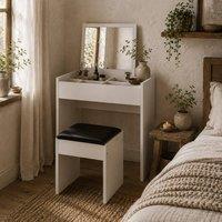 Wyld Haus Nolena White Lift Top Vanity Table Flip Up Mirror