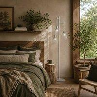 Wyld Haus Moba 170cm Metal Industrial 3 Light Floor Lamp Silver Tone Wire Cage