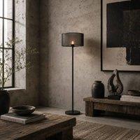Wyld Haus Mira Minimalist Black Metal Floor Lamp Double Layer Fabric Shade and