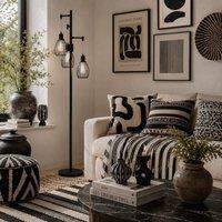 Wyld Haus Tane Metal Black Industrial 3 Light LED Floor Lamp Wire Cage Shades