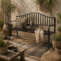 Wyld Haus Metal Garden Bench 150 cm with Integrated Centre Table in Black