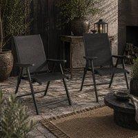 Wyld Haus Set of 2 Dark Grey Aluminium Folding Garden Chairs Breathable Mesh