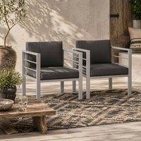 Wyld Haus Ketael Set of 2 Charcoal Grey Metal Outdoor Garden Chairs Cushions