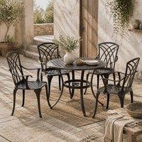 Wyld Haus Rohafa Brown Cast Aluminium 4 Seater Garden Dining Set Armchairs