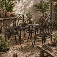 Wyld Haus Sake 4 Seater Bronze Cast Aluminium Garden Dining Set Round Table