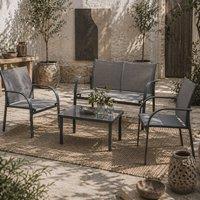 Wyld Haus Babane 4 Piece Minimal Garden Patio Set Charcoal Grey
