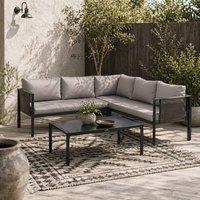 Wyld Haus Sera 5 Seater Light Grey Garden Corner Sofa Set L Shape Tempered Glass