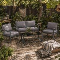 Wyld Haus Luro 4 Seater Grey Garden Sofa Set 1 Two Seater 2 Armchairs