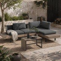 Wyld Haus Vivino 3 Piece L Shaped Outdoor Sofa Set Grey Natural Tone Coffee
