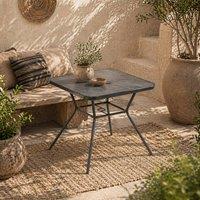 Wyld Haus Nana 80 x 80 cm Square Outdoor Table Marble Effect Top Umbrella Hole in Black
