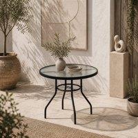 Wyld Haus Rekapa 100cm Round Black Steel Table 5mm Tempered Glass & Central