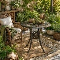 Wyld Haus Kenofa Cast Aluminium Bronze Round Garden Dining Table Parasol Hole