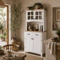 Wyld Haus Fidipa White Wooden Kitchen Cupboard Glass Doors