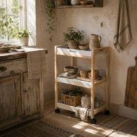 Wyld Haus Vesa 3 Tier Mobile Kitchen Trolley Removable Tray in White