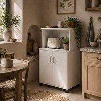 Wyld Haus Fari Move White Microwave Stand & Kitchen Trolley Storage Cabinet