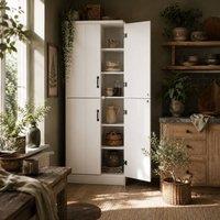 Wyld Haus Nahado 4 Door Tall Kitchen Cupboard 6 Tier Storage 2 Adjustable in White