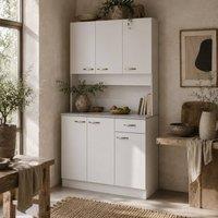 Wyld Haus Tovesu White & Grey Large Kitchen Cupboard 6 Doors 1 Drawer