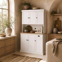 Wyld Haus Moviel 180cm Tall White Kitchen Storage Cabinet Open Counter