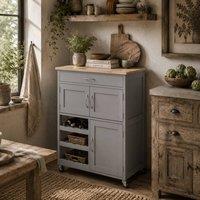 Wyld Haus Lehari Grey Rolling Kitchen Island With Drawer