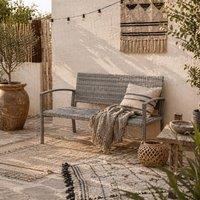 Wyld Haus Mata Grey PE Rattan 2 Seater Garden Bench with Armrests