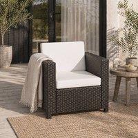 Wyld Haus Rado Mixed Brown PE Rattan Single Outdoor Armchair with Cream Cushions