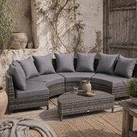 Wyld Haus Reka Grey 5 Piece Half Round Outdoor Rattan Sofa Set with Coffee Table