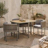 Wyld Haus Vidi 4 Seater Grey Rattan Style Cube Garden Dining Set with Cushions
