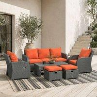 Wyld Haus Lerami 6 Piece Orange Rattan Outdoor Sofa Set 3 Seat Sofa