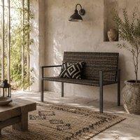 Wyld Haus Batare Mixed Brown & Dark Grey 2 Seater Rattan Garden Bench Armrests