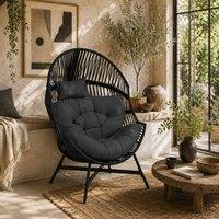 Wyld Haus Rataco Charcoal Grey Oversized Freestanding Egg Chair PE Rattan