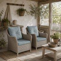 Wyld Haus Veyoto Light Grey Rattan Outdoor Armchairs Set of 2 Cushions