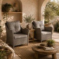 Wyld Haus Neluli Set of 2 Dark Grey Rattan Outdoor Armchairs Cushions