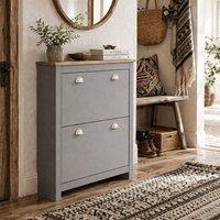 Wyld Haus Kamcha Grey Narrow Shoe Cabinet 2 Flip Drawers Holds 6 to 12 Pairs
