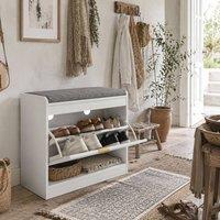 Wyld Haus Baniri White Shoe Storage Bench Grey Seat & Flip Drawer