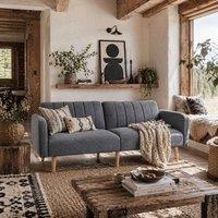 Wyld Haus Nile Linen Grey 3 Seater Click Clack Sofa Bed Adjustable Split