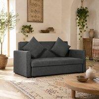Wyld Haus Takala Nele Snow Flannel Dark Grey 2 Seater Sofa Bed Hidden Storage