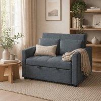 Wyld Haus Matano Maso Charcoal Grey 2 Seater Sofa Bed Side Pockets & Cushions