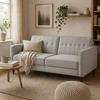 Wyld Haus Sasari Velvet Light Grey Convertible Futon Sofa Bed Three Seater