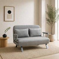 Wyld Haus Nilara Light Grey 2 Seater Click Clack Sofa Bed Faux Suede