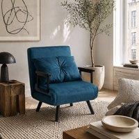 Wyld Haus Mofa Nare Velvet Navy Blue 4 in 1 Convertible Single Chair Bed Pillow