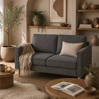 Wyld Haus Sono Vare Grey Corduroy Compact 2 Seater Sofa Storage & Wooden Legs