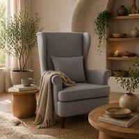Wyld Haus Harire Dark Grey Velvet Feel Wingback Accent Chair High Back