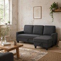 Wyld Haus Lulo Charcoal Grey 3 Seater Fabric Sofa Bed Reversible Chaise