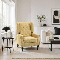 Wyld Haus Luyo Light Yellow Retro Wingback Accent Armchair with Button Tufting