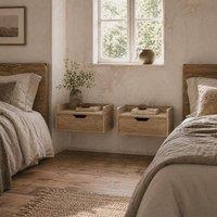 Wyld Haus Tacoso Set of 2 Natural Chevron Floating Nightstands Drawer