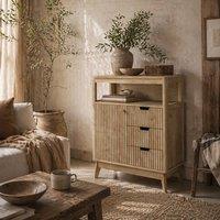 Wyld Haus Cova Vira Natural Wood Sideboard 3 Drawers Adjustable Shelf