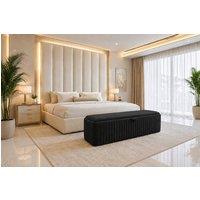 SOFT SNOOZE BEDS Ottoman Storage Box Chesterfield Velvet Blanket Toy Box Footstool in Black | Size: 90 cm x 35 cm