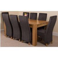 Thats Furniture Kuba 180 x 90 cm Chunky Oak Dining Table & 8 Lola Fabric Chairs in Black