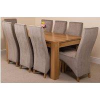 Thats Furniture Kuba 180 x 90 cm Chunky Oak Dining Table & 8 Lola Fabric Chairs in Grey