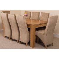 Thats Furniture Kuba 180 x 90 cm Chunky Oak Dining Table & 8 Lola Fabric Chairs in Beige